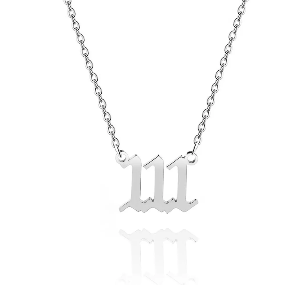 Stainless Steel Angel Number Zodiac Necklace With Silver And Gold 