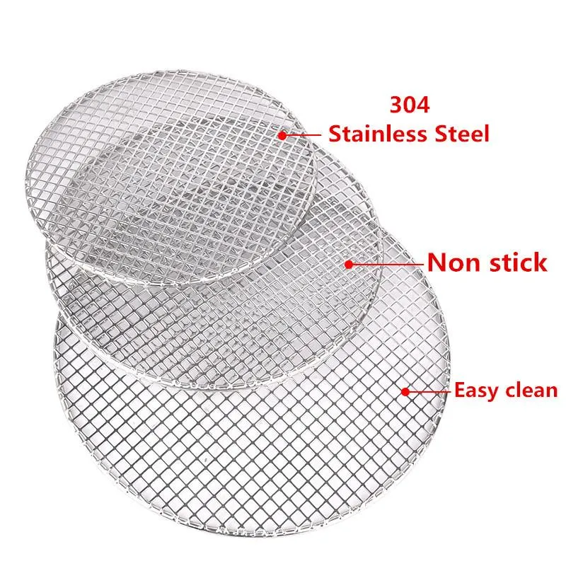 Verktyg Tillbehör Non-Stick 304 Rostfritt Stål Rund Grill BBQ Grill Net Meshes Racks Grid GRate Steam