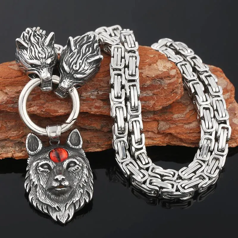 Collane pendente Collana da lupo Collana Uomo Gioielli Norse Viking Catena in acciaio inox