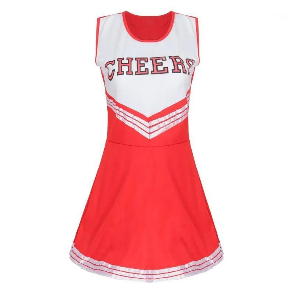Cheerleader Stage Performance Red Dress+Pompoms Cheerleading Costumes