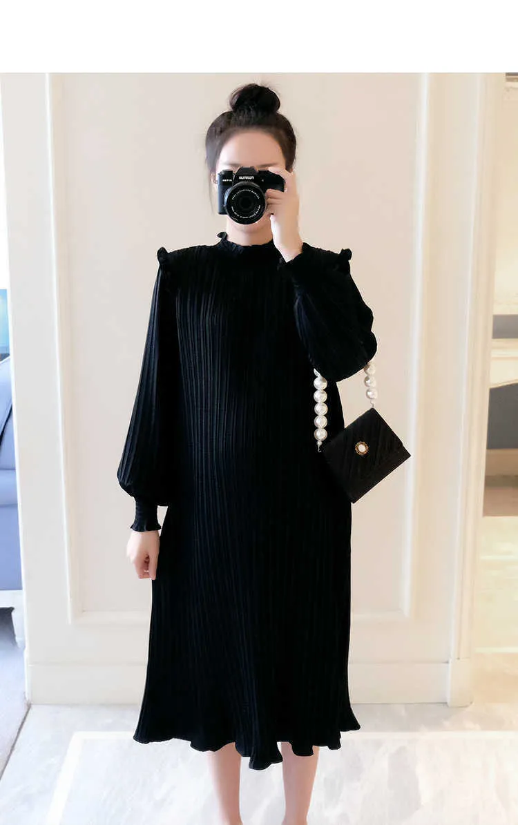 New Spring Maternity Dresses Fashion Chiffon Pleated Long Pregnancy Dress 2020 Casual Loose Maternity Clothes For Pregnant Women (15)