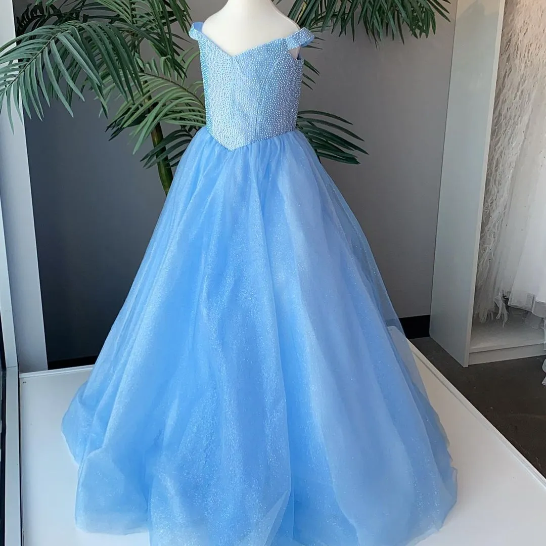open lace back dress Pearls Junior Prom Dresses Sky Blue Lace Two Piece Prom Gown ARD2147