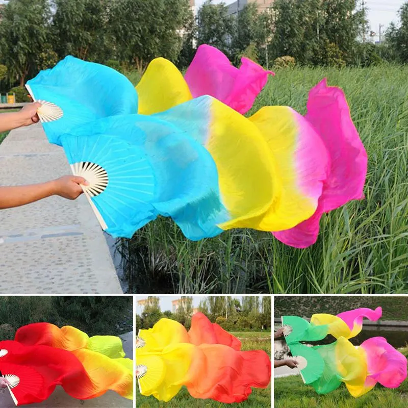 Party Favor Lengthening Silk Fans Dance Fan Foldable Handheld Bamboo Home Decoration Crafts