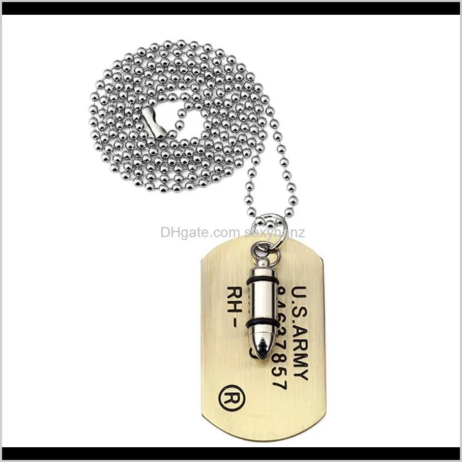 Stainless Steel Chain Jewelry Man Military Card Stainless Steel Dog Tags Pendant Necklace Fashion for Necklaces 70cm Long Beads Chain