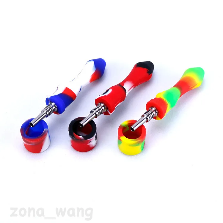 흡연 실리콘 넥타 펜 NC 키트 10mm 조인트 GR2 티타늄 손톱 캡이있는 실리콘 파이프 Oil Rigs glass hand pipes