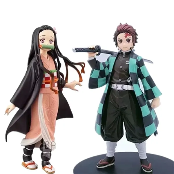 Demon Slayer PVC Figuras de acción Tanjirou Nezuko Anime Kimetsu no Yaiba Figura Modelo Juguetes X0526