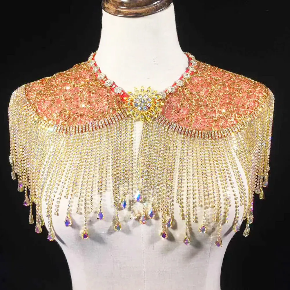 Bijoux de corps pour femmes Big brillant longue écharpe scintillante collier de mariée de mariage