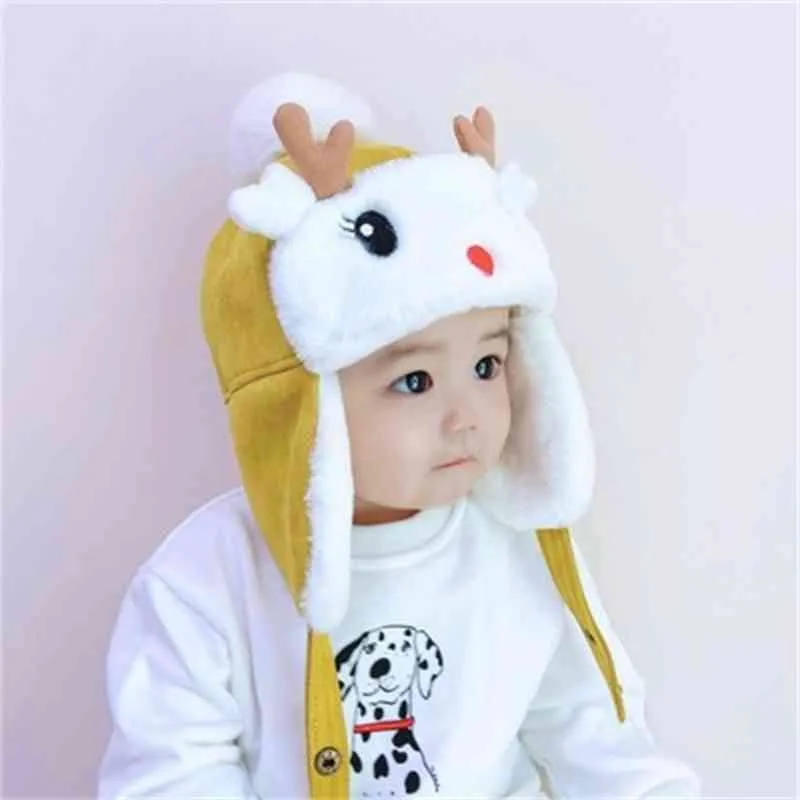 Chapeau d'hiver pour enfants bébé coupe-vent chaud mignon bébé cerf de noël plus Veet chapeaux épaississants