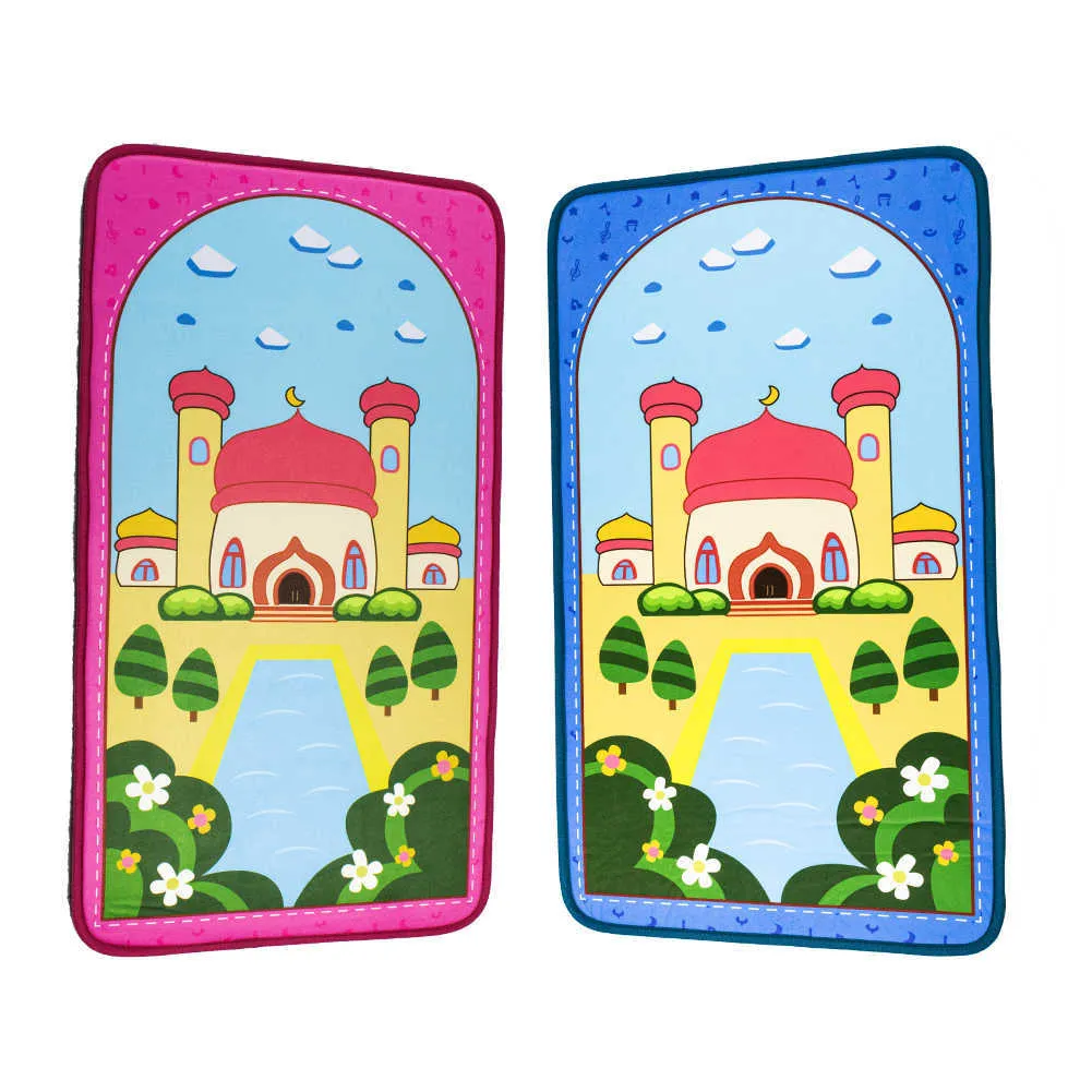 Kinder Kinder Gebetsmatte Islamischer Muslim weicher dicker Gebetsteppich Teppich Tapis de Priere Muslimische Gebetsmatte Sajda Geschenk Sajadah 210727