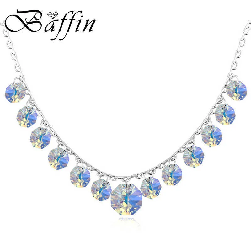 BAFFIN Böhmische Halsketten, Quastenkristalle, hergestellt mit SWAROVSKI-Elementen, silberfarbener Schmuck, Damen, Hochzeit, Party