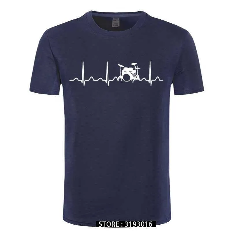 Drums Drummer Heartbeat T-Shirt Casual Male Cool 3D Printed Fashion Japanese Tees Christmas Day Camisas Hombre Clothing 210629