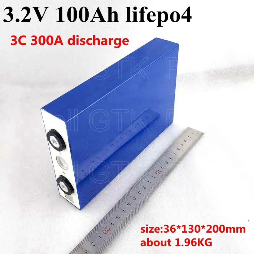 8pcs LIFEPO4 Batterie 3.2V 100ah 3C Taux de décharge pour 12V 24V EV Panneau solaire à la maison Inverser la batterie de stockage d'énergie DIY