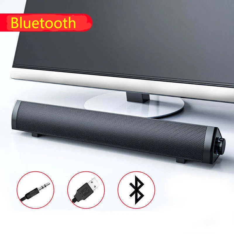 Bluetooth Soundbar USB Powered BarSpeaker 3.5mm Bekabelde Computer Geluiden Bars HiFi Sound Stereo Met Knop Control Desktop Lange Soundsbar Speaker