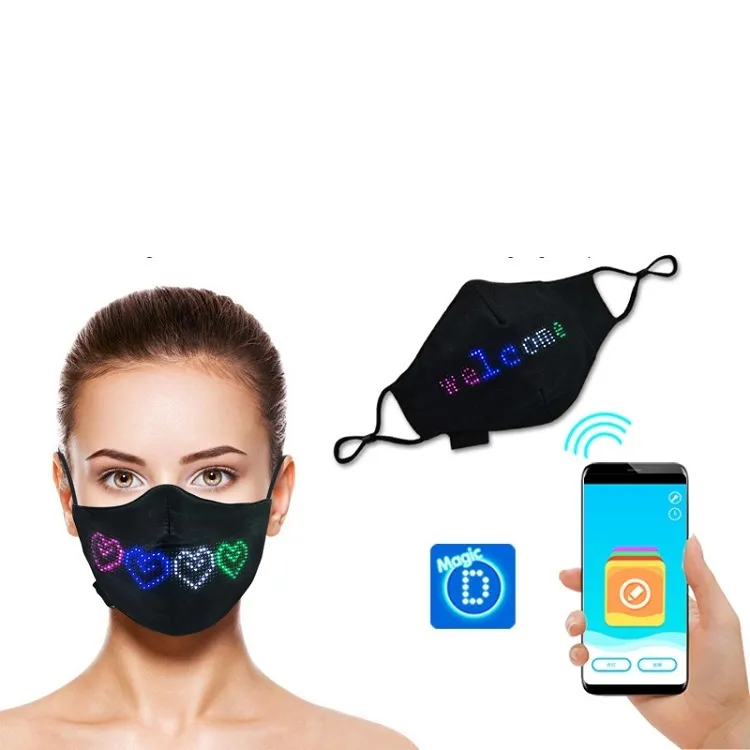 Bluetooth programmerbar LED-ansiktsmask män Kvinnor Rave Lysande masker Hem Jul Halloween Ljus upp Mask T2I52673
