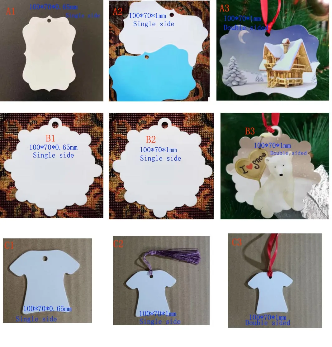 Sublimation Blanks Pendant Christmas Ornaments Hot Transfer Printing Ornament For Snowflake T-shirt Clothing Xmas Tree Decor Hanging Rope Holiday DIY HH21-562