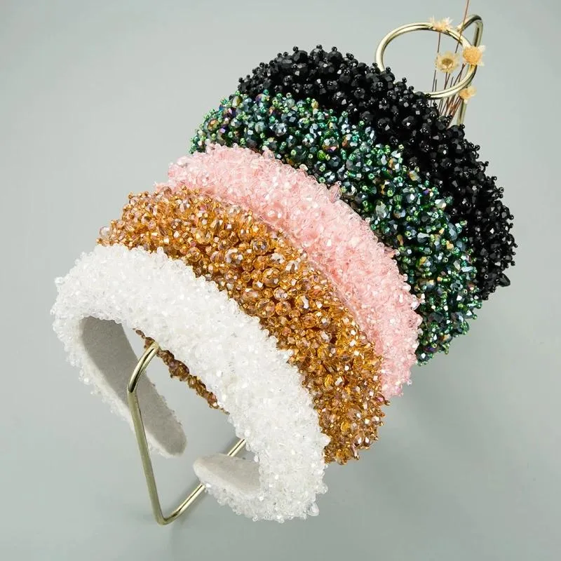 Full Crystal Luxury Hairband para mulheres Sparkly acolchoado Rhinestones Barroco Design Headband Meninas Cabelo Acessórios De Cabelo