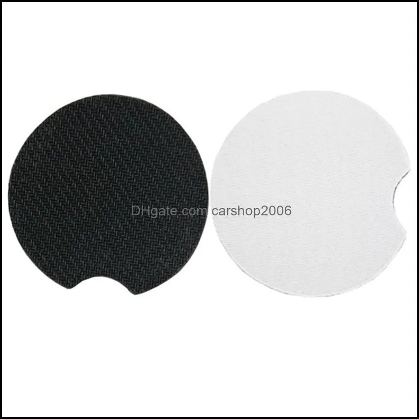 Cup Mats Neoprene Sublimation Car Coaster 6.5cm Thermal Transfer Blank Pads White Coasters DIY Customized Gift HWF7579