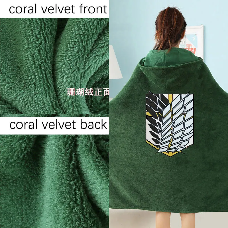 Manta de tela de lana de Coral con capucha, capa de Cosplay de dibujos  animados, capa