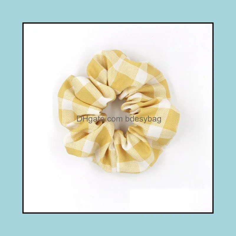 Free shipping fashion Plaid fabric women hair scrunchies girl`s hairbands Ponytail Holder Hair accessories