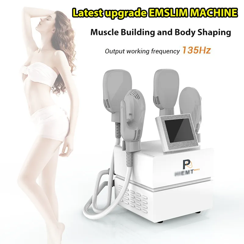 Högintensitet EMT 4 Hanterar muskelstimulator Elektromagnetisk EMSLIM Hiemt Body Slimming Machine Fat Burning Massage