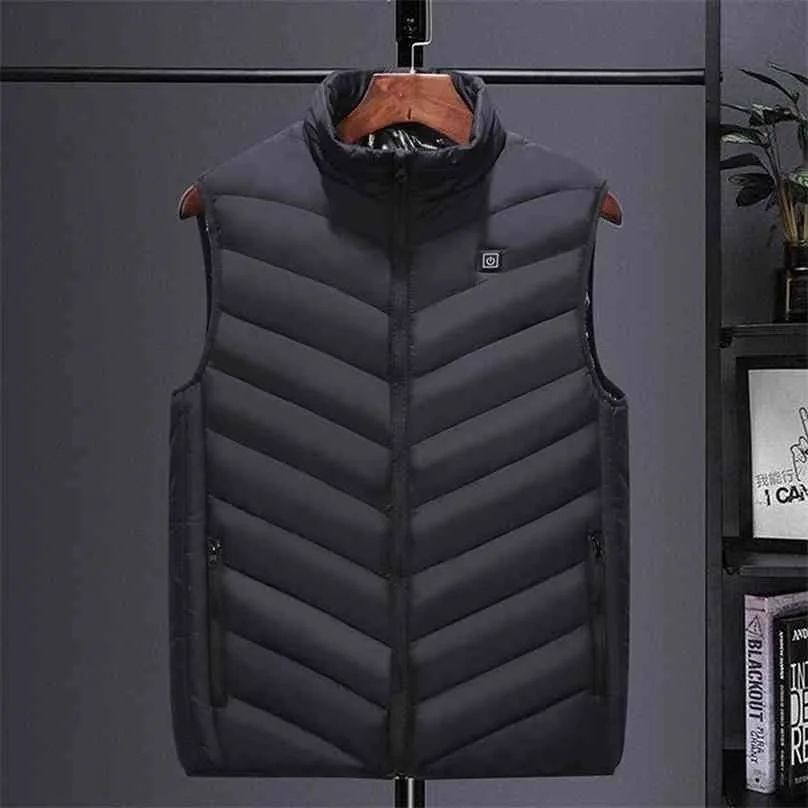 Men Autumn And Winter high quality Heated Vest Zones Electric Jackets Graphene Heat Coat USB Heating Padded Jacket 210925