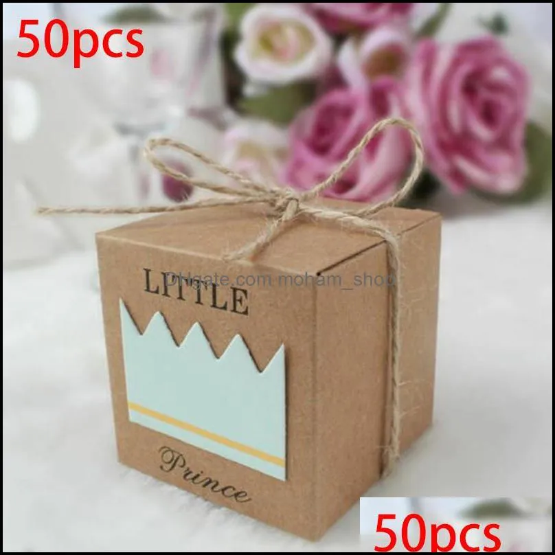 Gift Wrap 50pcs Baby Birthday Sweet Candy Box Baptism Party Christening Decor 5.3cm*5.3cm*5.3cm/2in*2in*2in