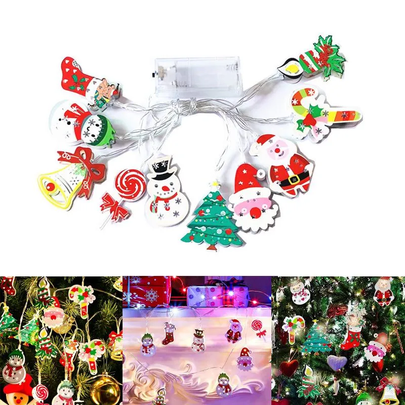 Cuerdas LED String Lights Christmas Santa Claus Snowman Cortina de guirnaldas Fairy Light para casas Lámparas de decoración de vacaciones