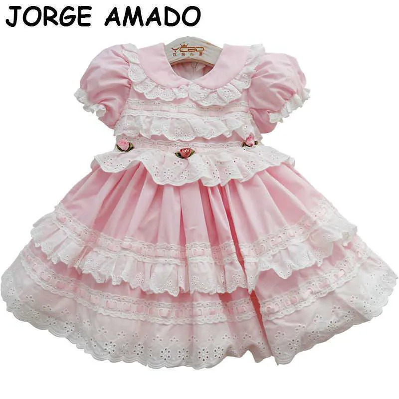 Bébé filles robes de soirée Style espagnol enfants pour dentelle à manches courtes princesse vêtements E20256 210610