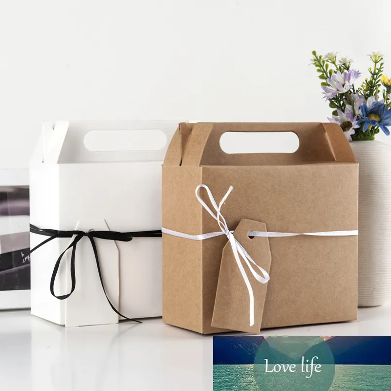 Large Kraft Paper Gift Boxes With Handle White Cardboard Cake And ...