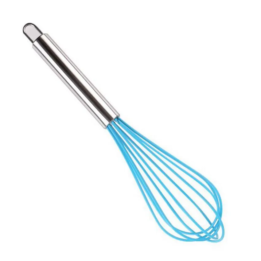 10 Inch Egg Beater Whisk Stirrer Color Silicone Egg Whisk Stainless Steel Handle Egg Mixer Household Baking Tool CYZ2878