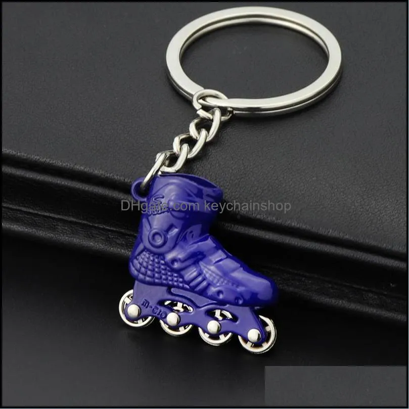 Keychains Creative gift cartoon ice skate roller skates metal keychain pendant rink promotional gifts multicolor