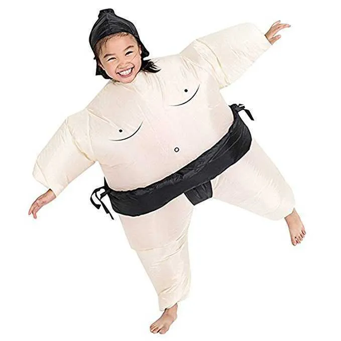 Sumo Inflatable Costume Sproof Blow Up Full Body Jumpsuits For Kids Halloween Party Cosplay Costume Q0910