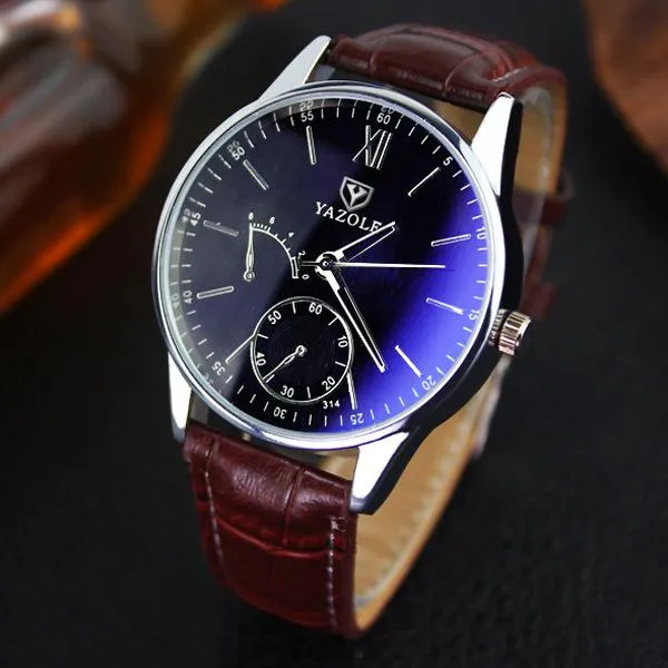 Montre-bracelet 100pcs / lot 314 Blue Glass Hommes Watch Silver Cas d'argent Haute Qualité Casual Bristwatch Wrap Quartz Grossiste