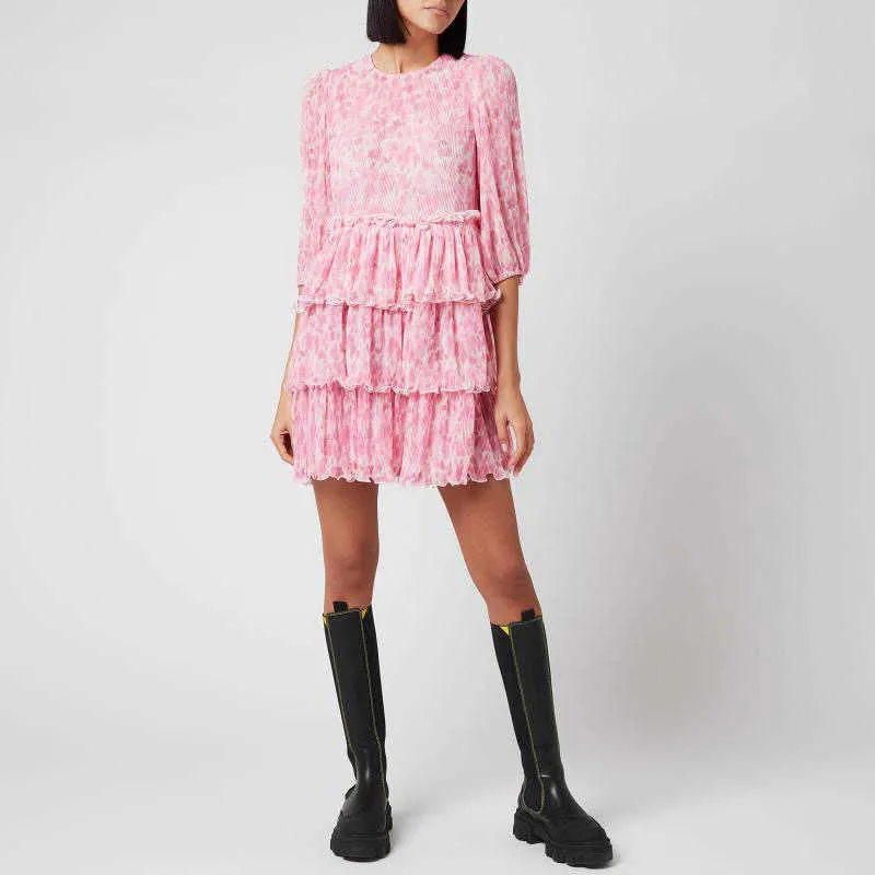 strapless open back dress Pink Tie & Dye Print Short Dress main image 1
