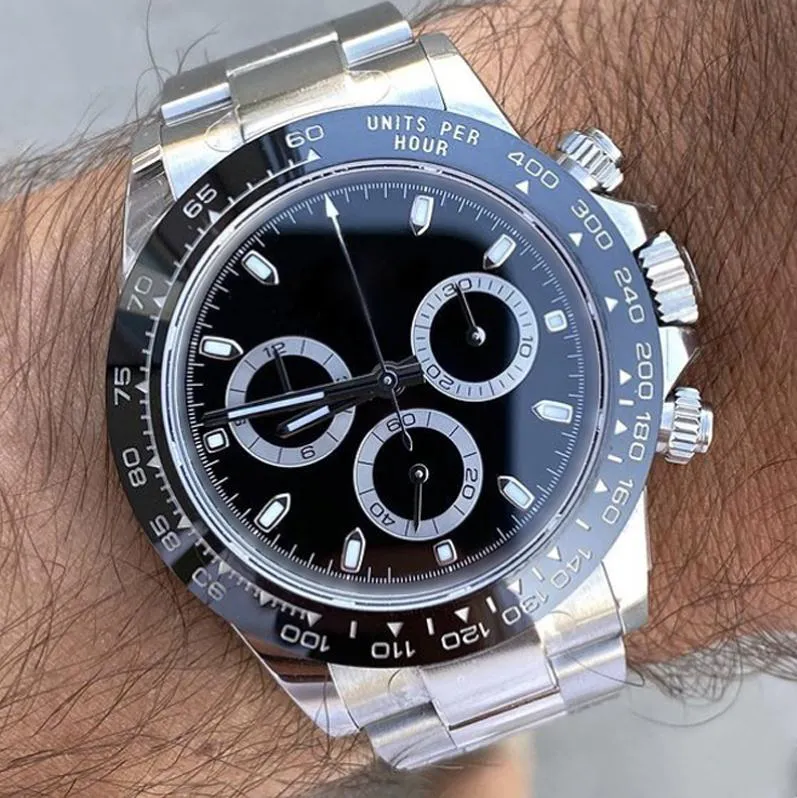 Luxo Men's Watch Design High-end para criar esportes automáticos Sapphire vidro cerâmico de cerâmica aço inoxidável fivela de aço de fivela preto relógios negros