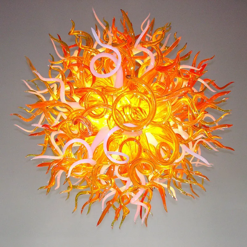 Nordic led hanglamp handgeblazen glas kroonluchter lamp oranje kleurverlichting opknoping lampen keuken armaturen aangepast voor het dineren van woonkamer decor