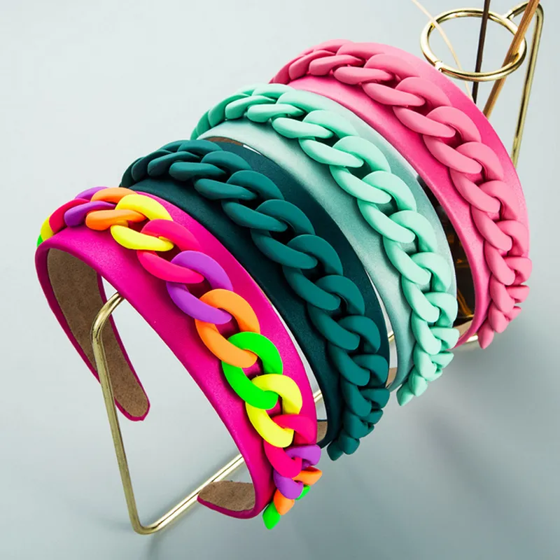 Multicolor Resin Chain Shape Headband 4.5cm Women Girl Fashion Hairbands for Gift Party High Quality