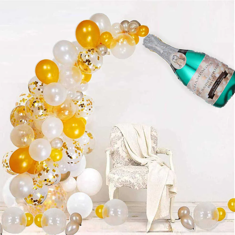 Gold Birthday Decorations for Women Men, Champagne Balloon Garland Arch Kit  for Gold Party Decorations