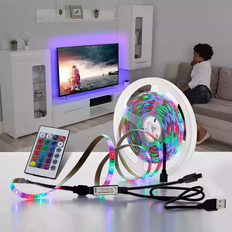 RGB LED Strip Light 5V USB 2835 SMD LED Flexibel Tape TV-skrivbords PC Bottom SCREEN Belysning 5M