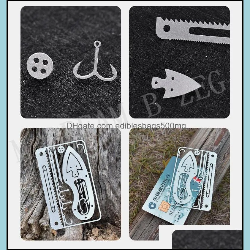 17 in 1 Portable Survival Card Outdoor Multifunction Tool Card Hunting Survival Camping Military Credit Card Knife Hook Fishing Gear
