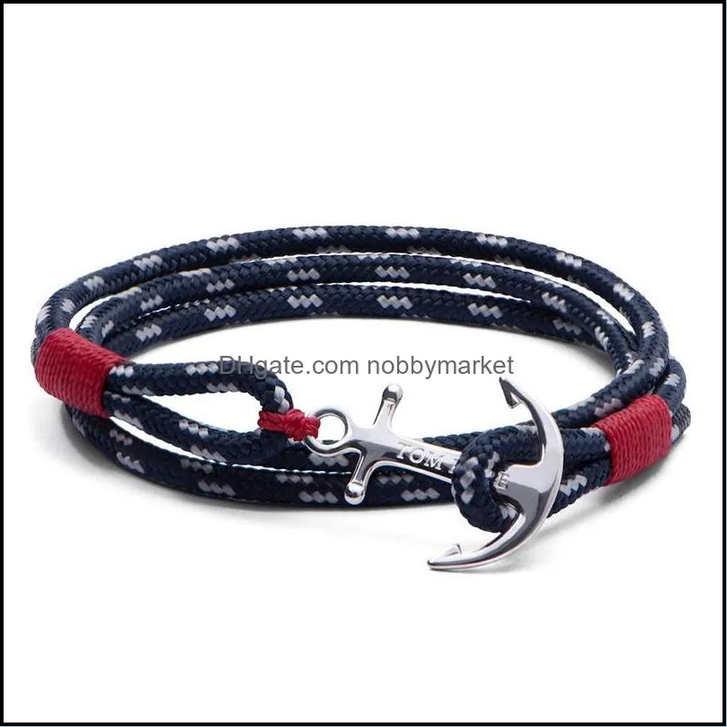 Mediterranean 17 styles Navigation stainless steel anchor rope bracelet bangle with box and tag 210408