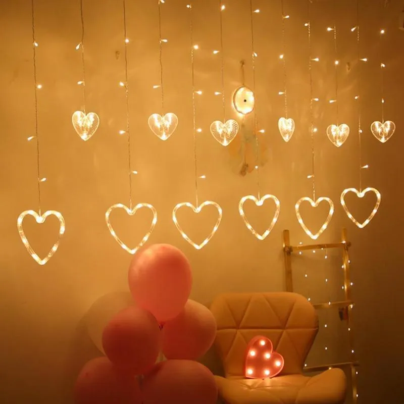 Decorazione per feste String Light 8 modalità Tenda a forma di cuore Elegante lunga durata 220V Luci decorative fata scintillanti