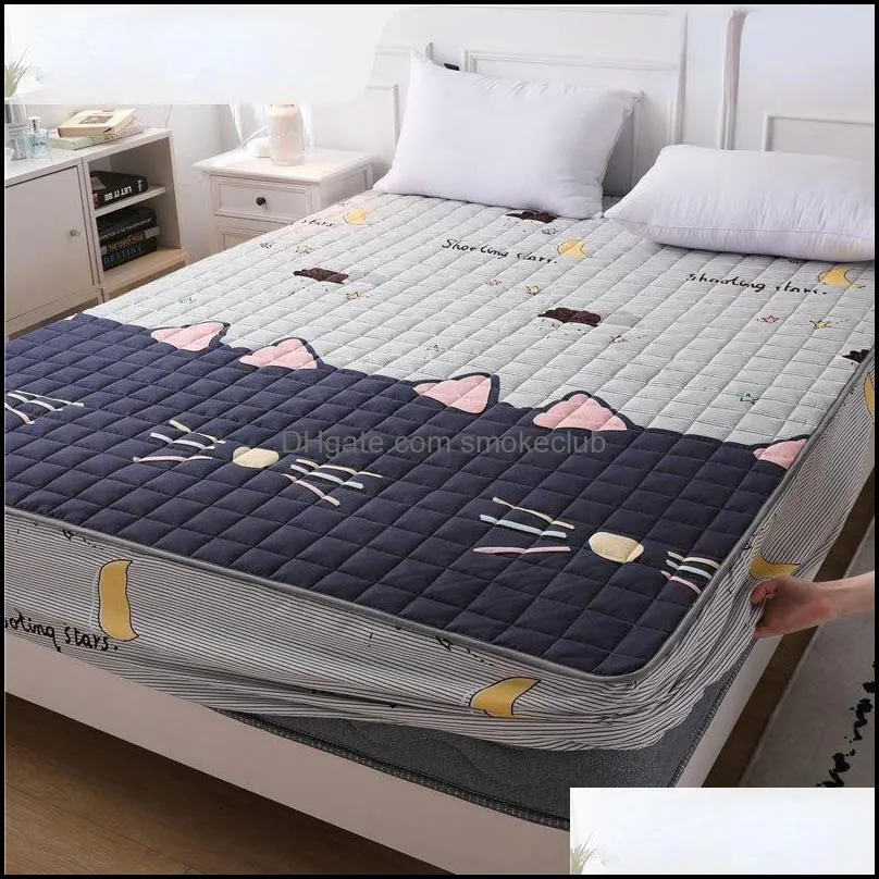 Sheets & Sets High Quality Thicken Quilted Mattress Cover King Queen Bed Fitted Sheet Air-Permeable No Include Case