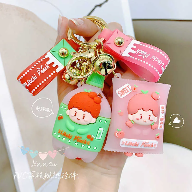 Mode Alloy Par Keychain Anime Keychain Cartoon Cute Doll Key Ring Smycken För Kvinnor Tjej Väska Pendant KeyRing Gift G1019