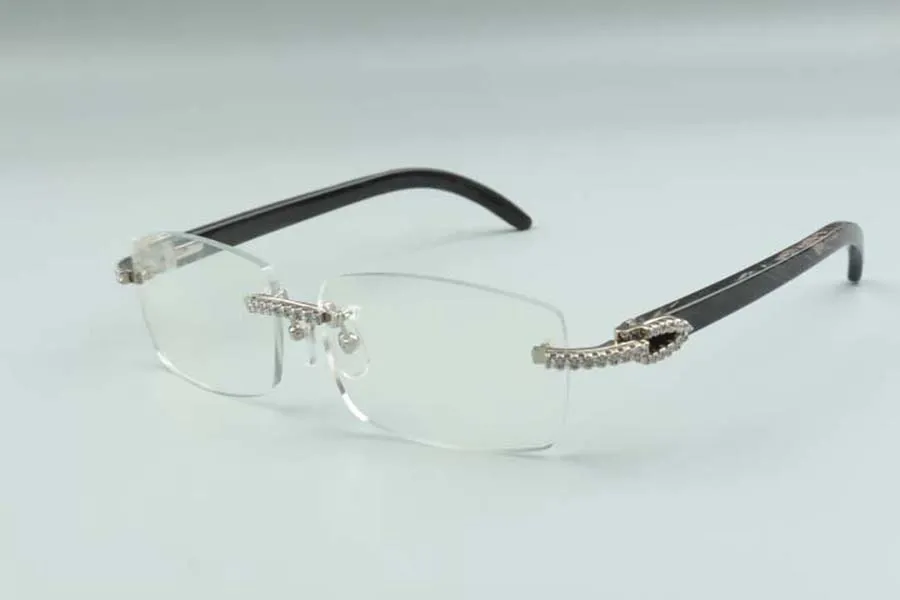 stile designer di fascia alta occhiali con diamanti medi 3524012 montatura per occhiali in corna di bufalo testurizzati neri naturali, dimensioni: 36-18-140mm