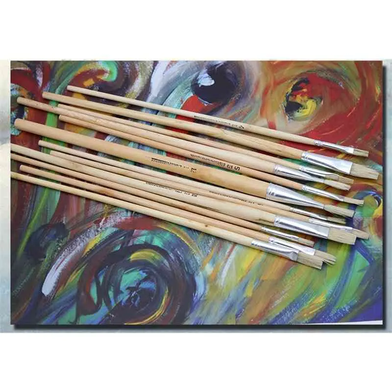 Natural Wood Rod Pig Bristle Paint Watercolor Acrylic Paints Chese