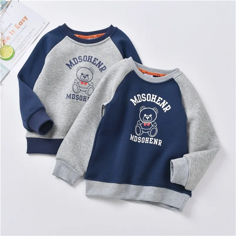 Mode Jongens Kleding Katoen Peuter Baby Cartoon Sweatshirts Bear Print O-hals Tops Tiener Lente Jassen 4 6 8 12 13Dears 210622