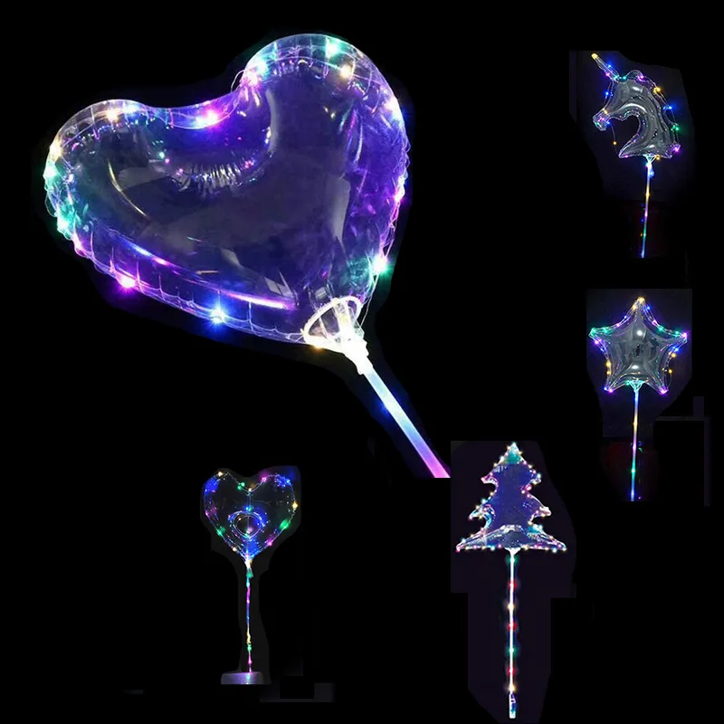 20 بوصة مضيئة بوبو LED LED Balloon String الإضاءة شفافة متوهجة 3M 30LELLES LIGHT LIGHT DECER