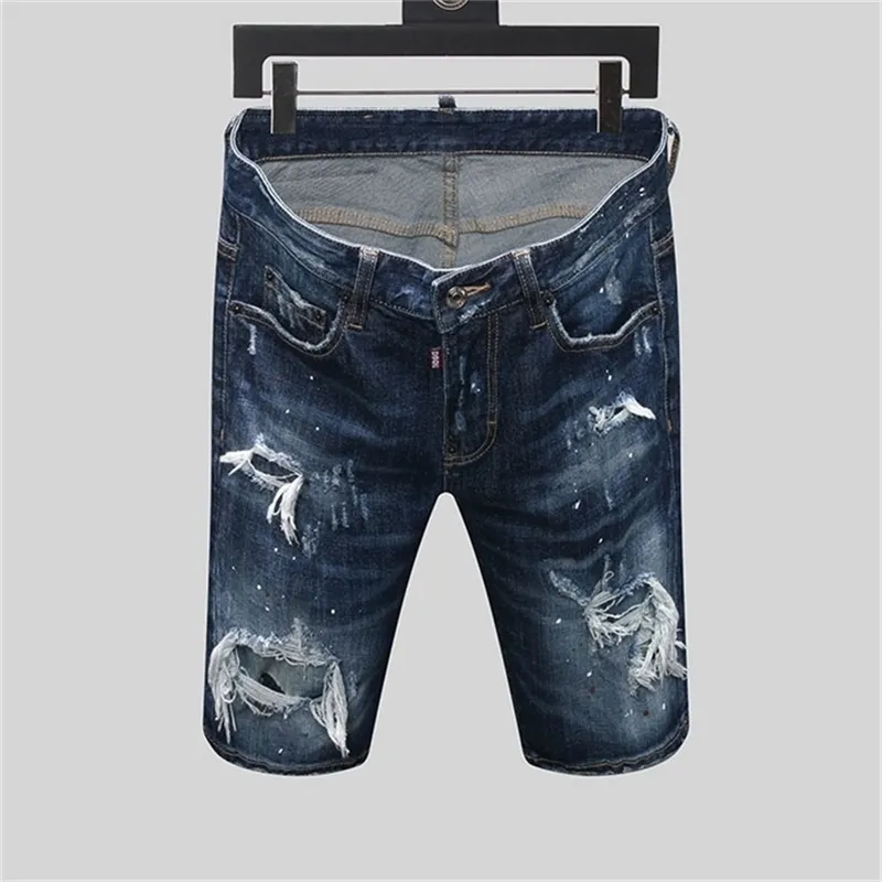 Summer Style DSQ Brand Italia Jeans Hombres delgados Men cortos Pantalones de mezclilla Pantalones pantalones cortos azules para hombres 210716