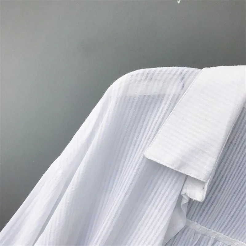 100% Cotton Women Beach White Long Blouse 2019 Spring Women Long Sleeve Shirts Blouse High quality loose Office Long Blouse Tops (3)